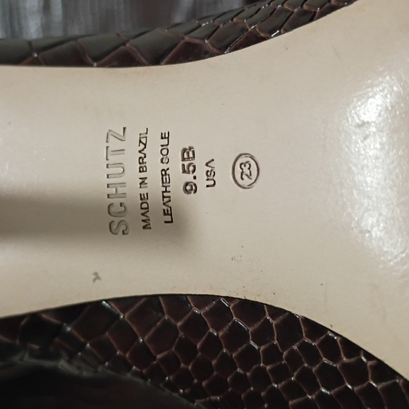 SCHUTZ Dark Brown Croc-Embossed Over the Knee Boots - Picture 2 of 3